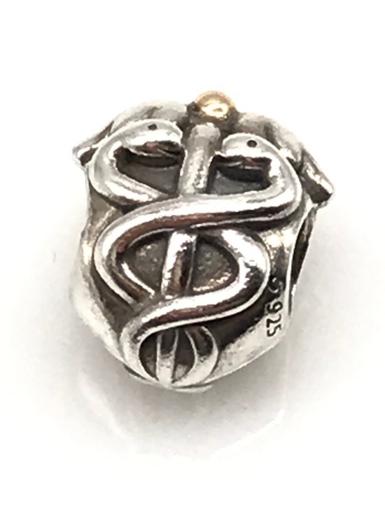 Pandora Jewelry - EUC Pandora Sterling Silver & 14k Gold Caduceus Snake Medical Charm Bracelet